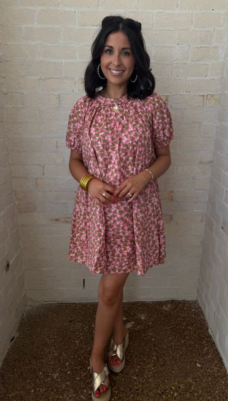 Pink/Olive Floral Mini Dress