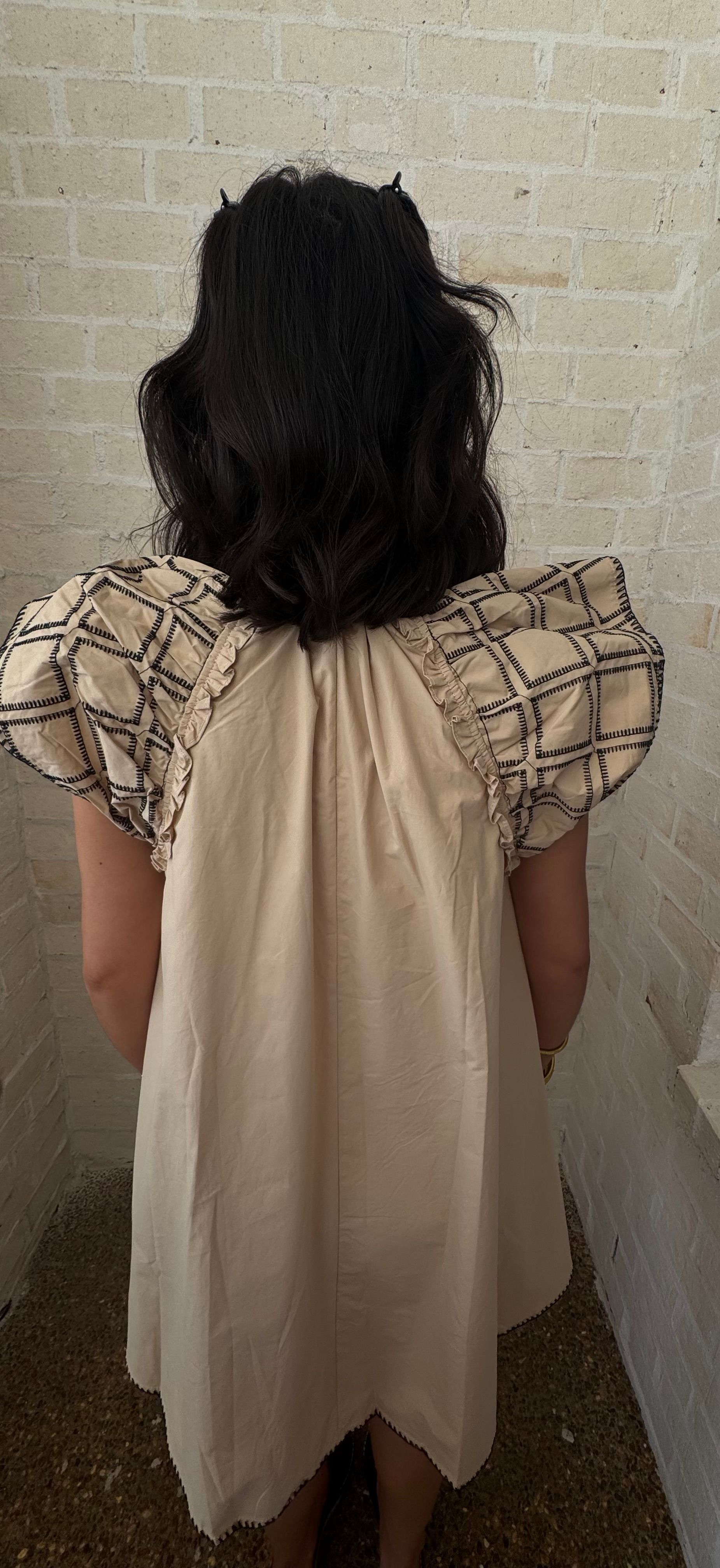 Sand/Black Poplin Mini Dress