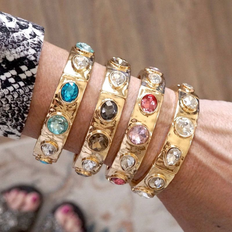 Sparkly Crystal Stretch Bangles – Gold Tone with Color Options