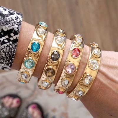 Sparkly Crystal Stretch Bangles – Gold Tone with Color Options