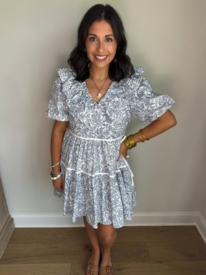 The Madeline Blue Print Mini Dress