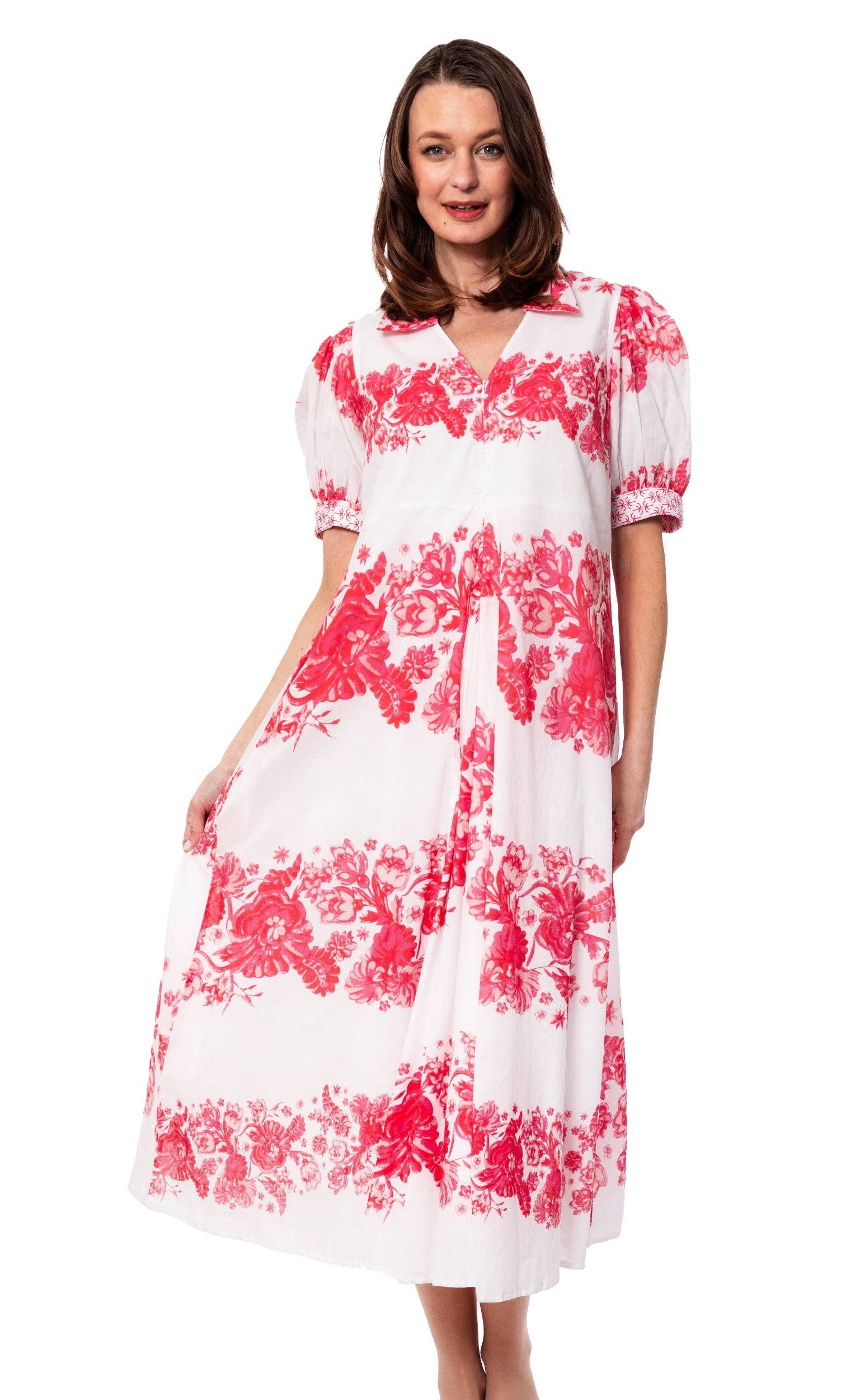 Montauk Dress Pink Engineered Print