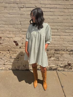 Entro Olive Striped mini dress