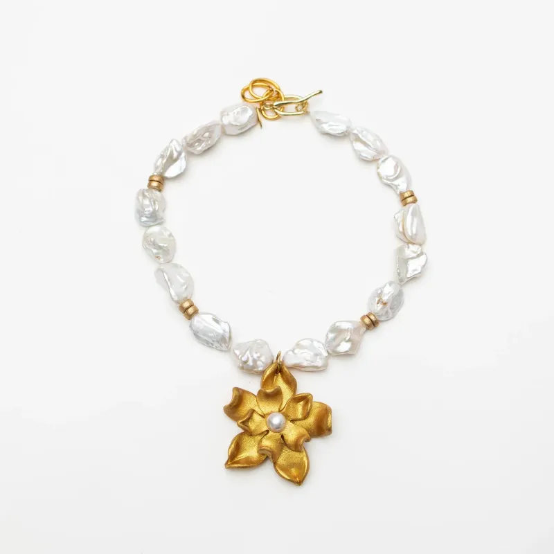 Hidden Truth Adjustable Baroque Pearls w/ Magnolia Pearl Blossom Necklace