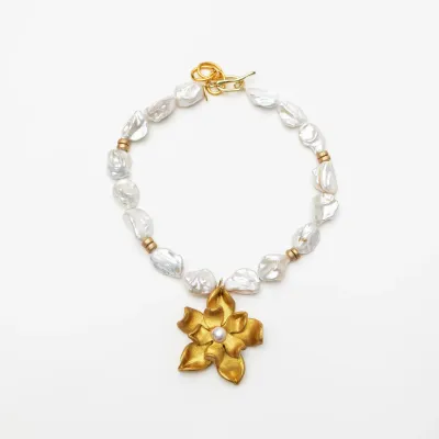 Hidden Truth Adjustable Baroque Pearls w/ Magnolia Pearl Blossom Necklace