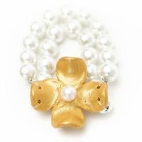 Hidden Truth Pearl Double Strand with Dogwood Flower Bracelet