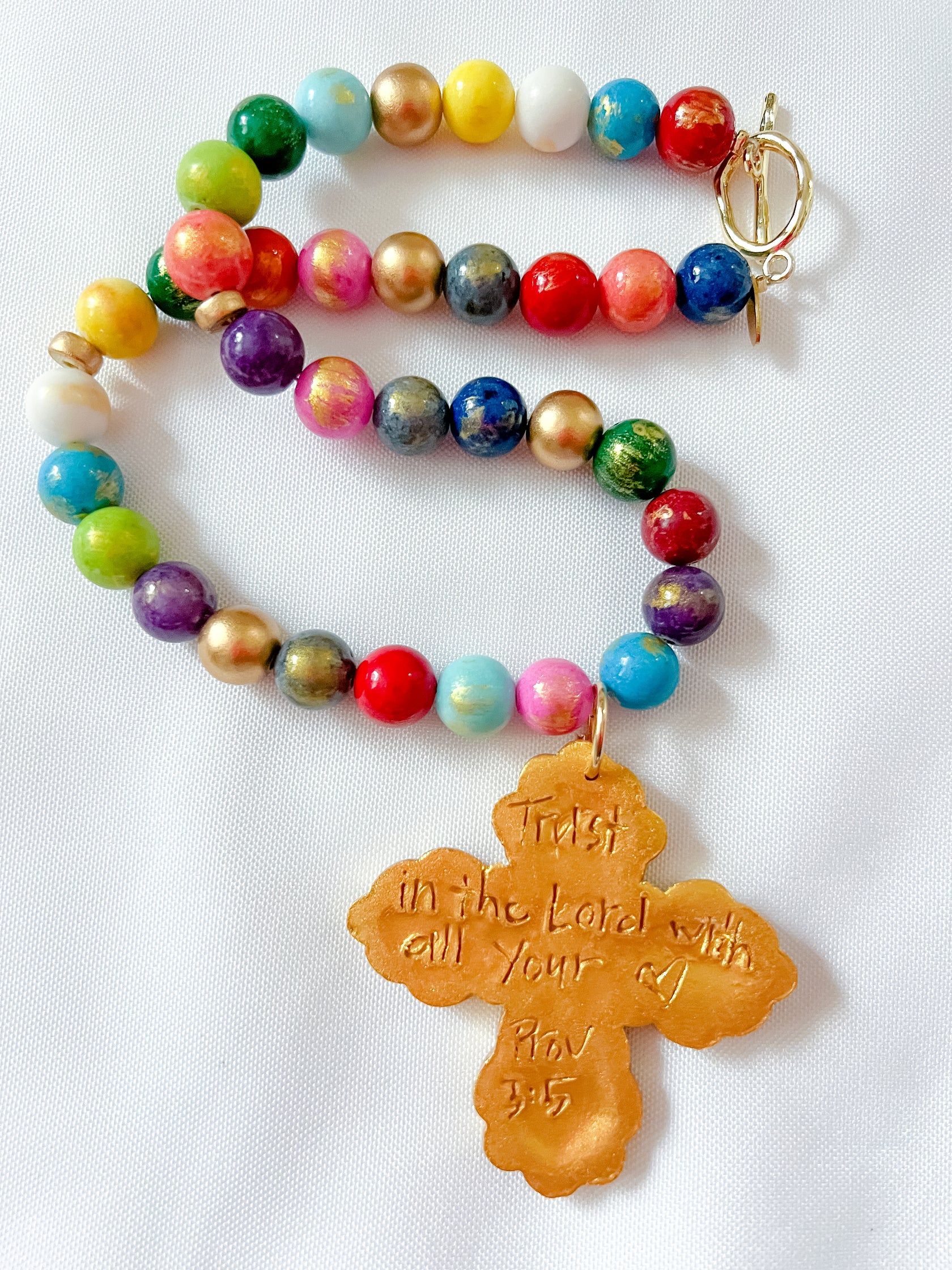 Hidden Truth Multicolored Jade with Susie Cross Necklace