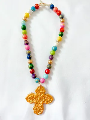 Hidden Truth Multicolored Jade with Susie Cross Necklace Hidden Truth Multicolored Jade with Susie Cross Necklace