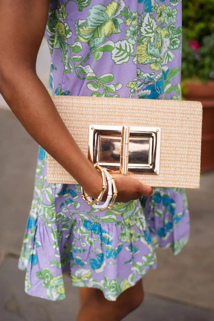 Lisi Lerch - Gold Lillian Straw Clutch