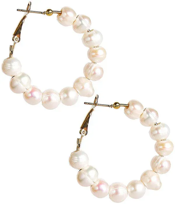 Lisi Lerch- Georgia Hoop Earrings- Freshwater Pearls 10mm