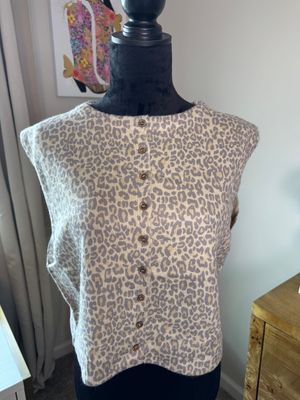 Vintage Leopard Print Button Front Vest Top