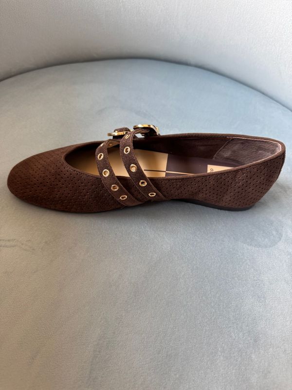 Dolce Vita Baylee Grommet DK Brown Perforated Suede Shoe (flat)