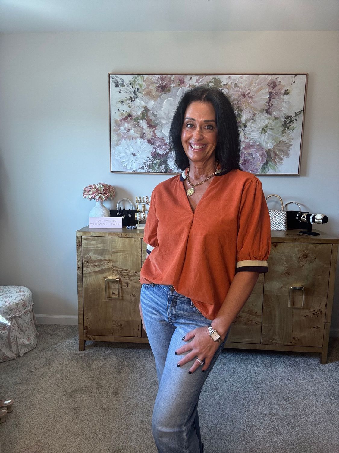 THML Orange Corduroy V-Neck Top THML Orange Corduroy V-Neck Top