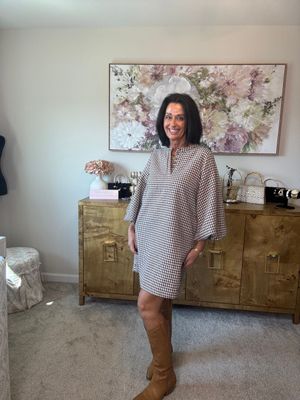 Brown/White Houndstooth Print Dress Brown/White Houndstooth Print Dress