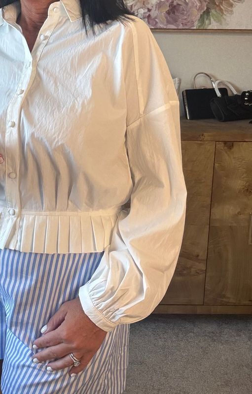 White Pleated Hem Shirt White Pleated Hem Shirt