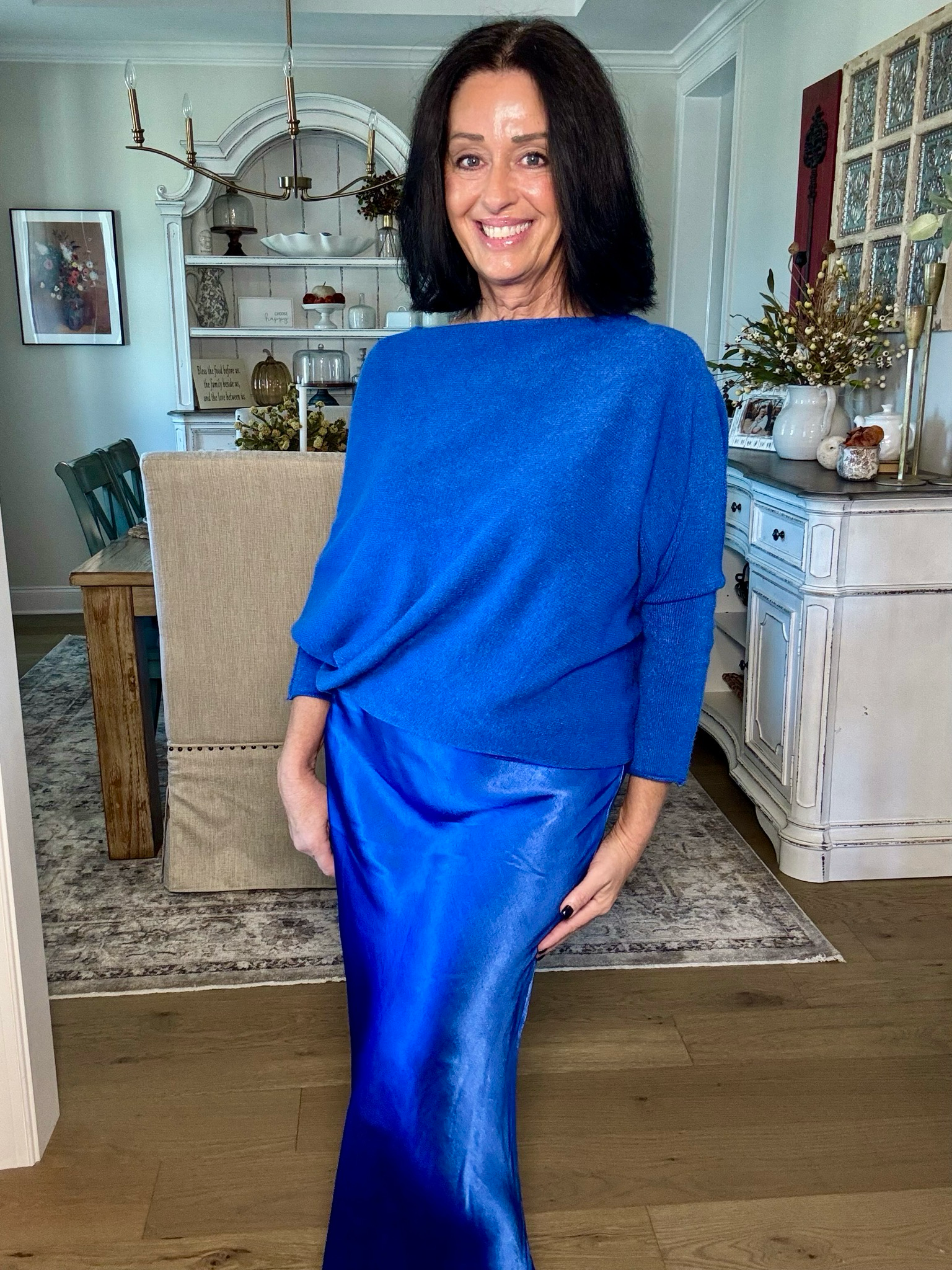 Milio Milano Royal Blue Silky Slip Skirt