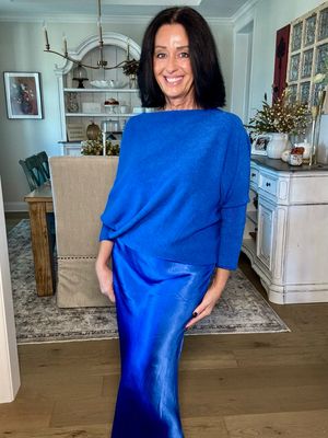 MILIO Milano Cobalt Blue Asymmetrical Sweater MILIO Milano Cobalt Blue Asymmetrical Sweater