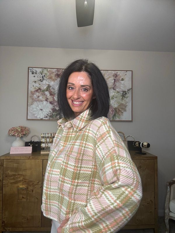 Plaid Oversized Cropped Jacket