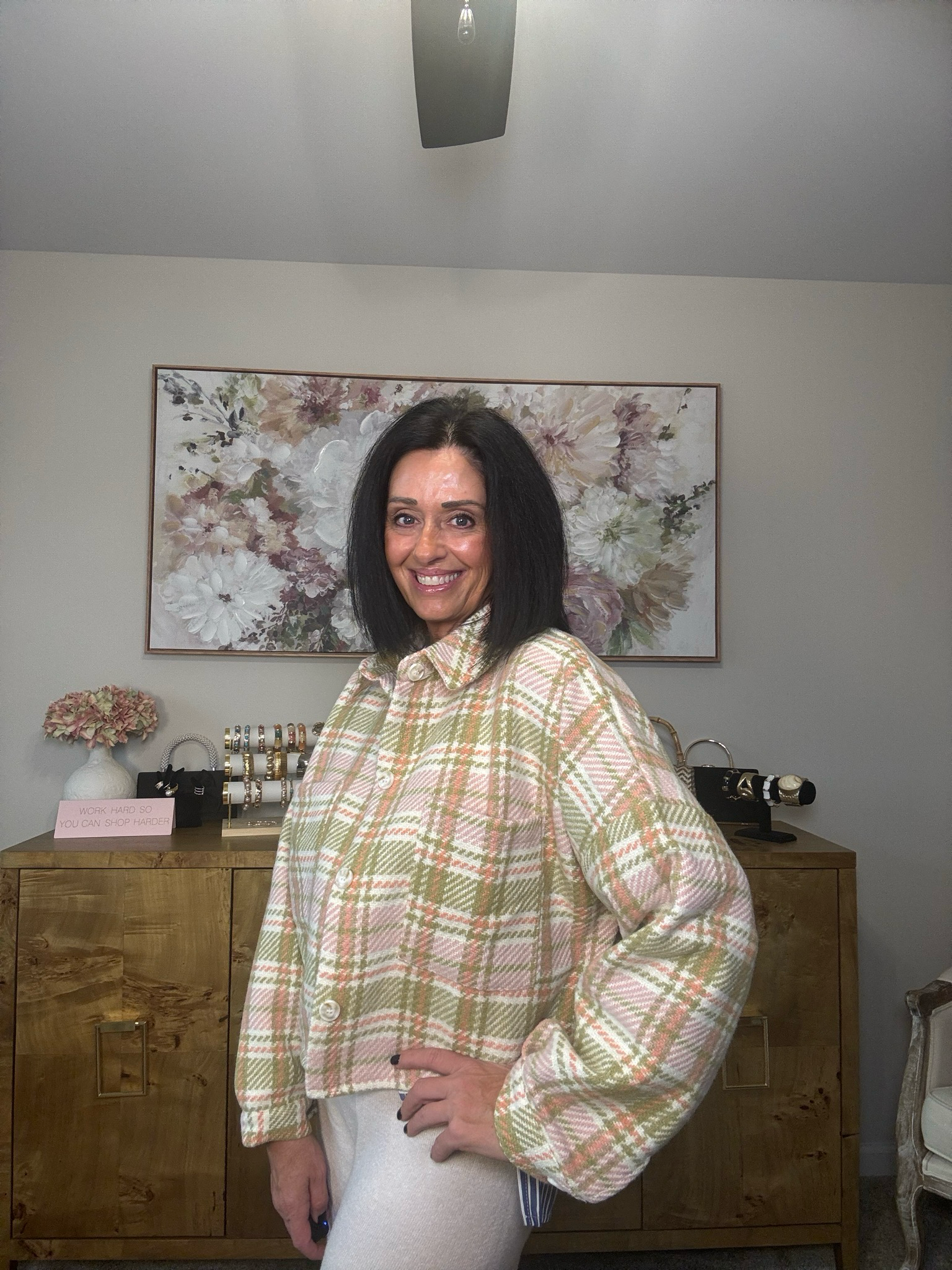 Plaid Oversized Cropped Jacket