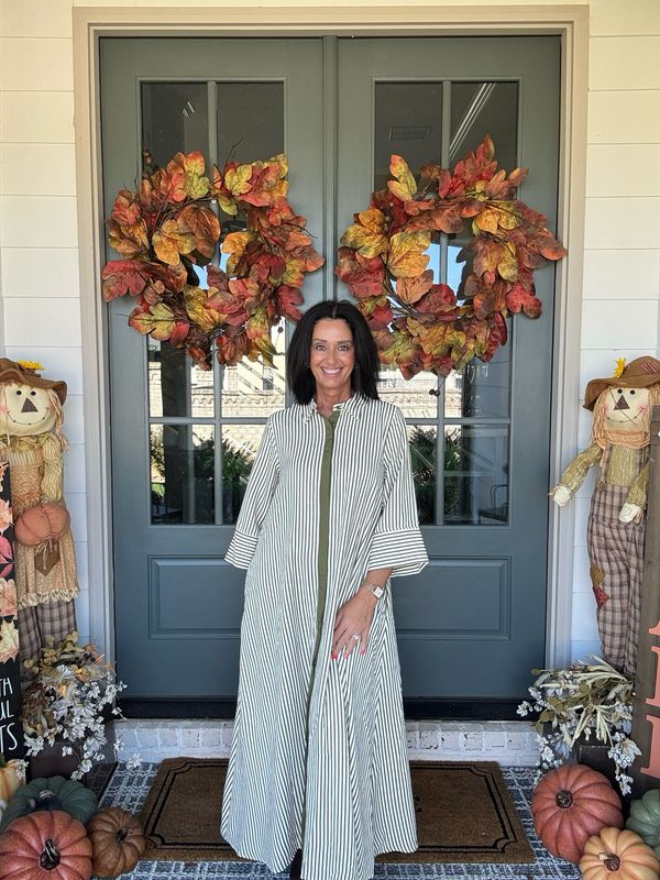 Entro Olive Strip Maxi Dress