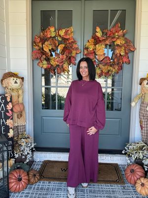 Cozy In Burgundy Flare Leg Pant Set Cozy In Burgundy Flare Leg Pant Set