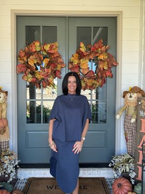 Effortless Everyday Blue Casual Midi Skirt Set