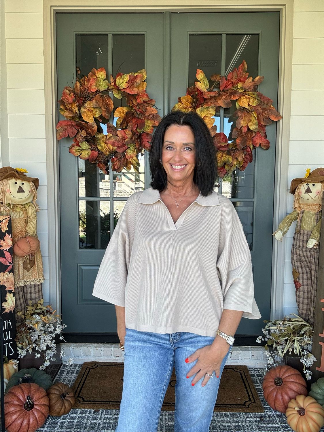 Entro Stone Ribbed Top