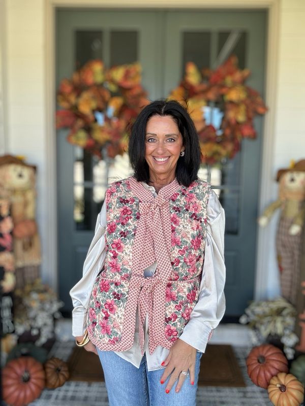Quilted Floral Print Vest