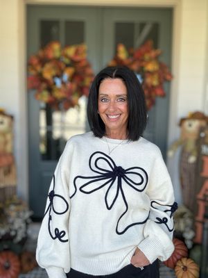 Ivory 3-D Bow Sweater