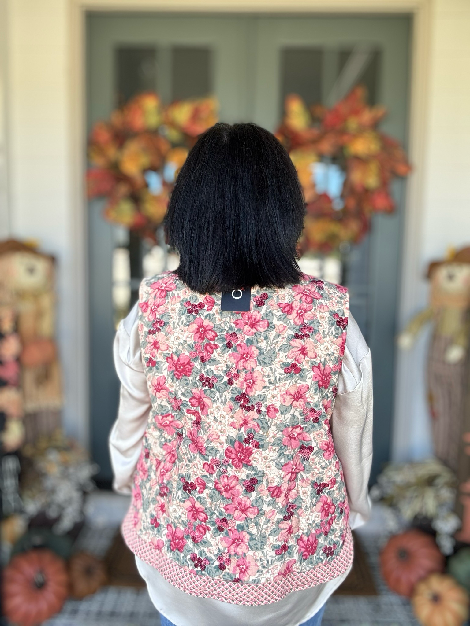 Quilted Floral Print Vest