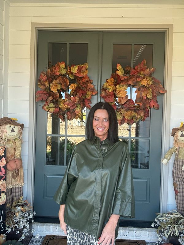 Olive Green Faux Leather Top