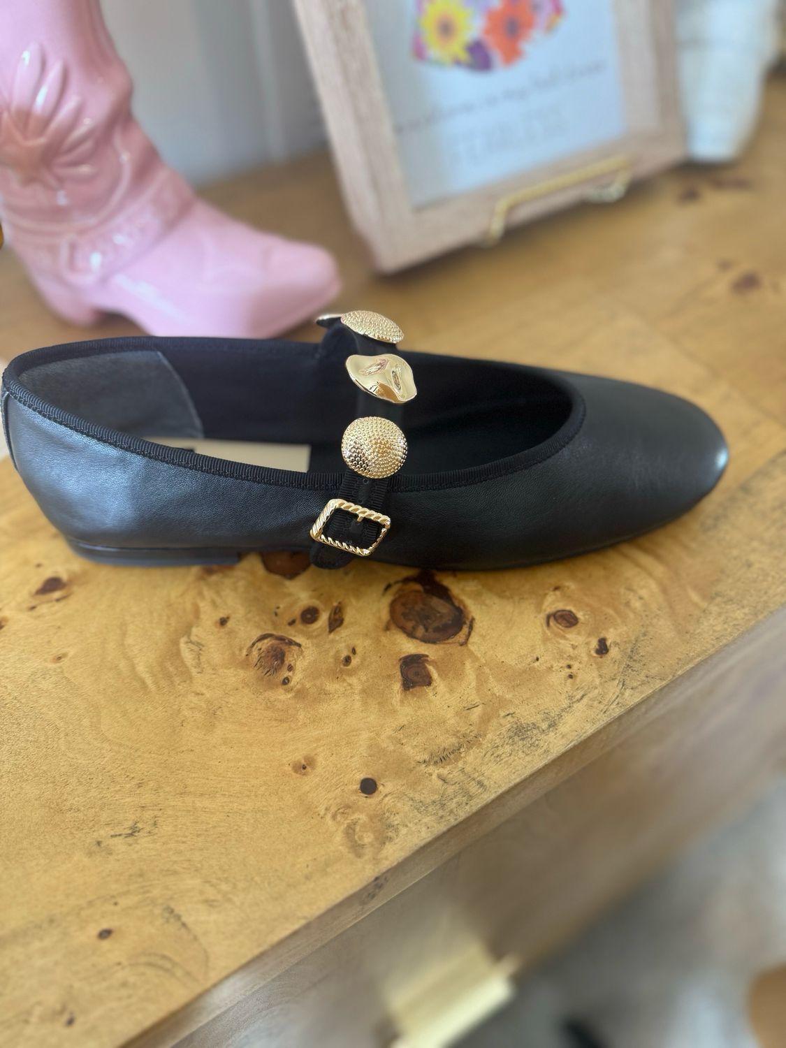 Dolce Vita Relan Black Ballet Leather Flats
