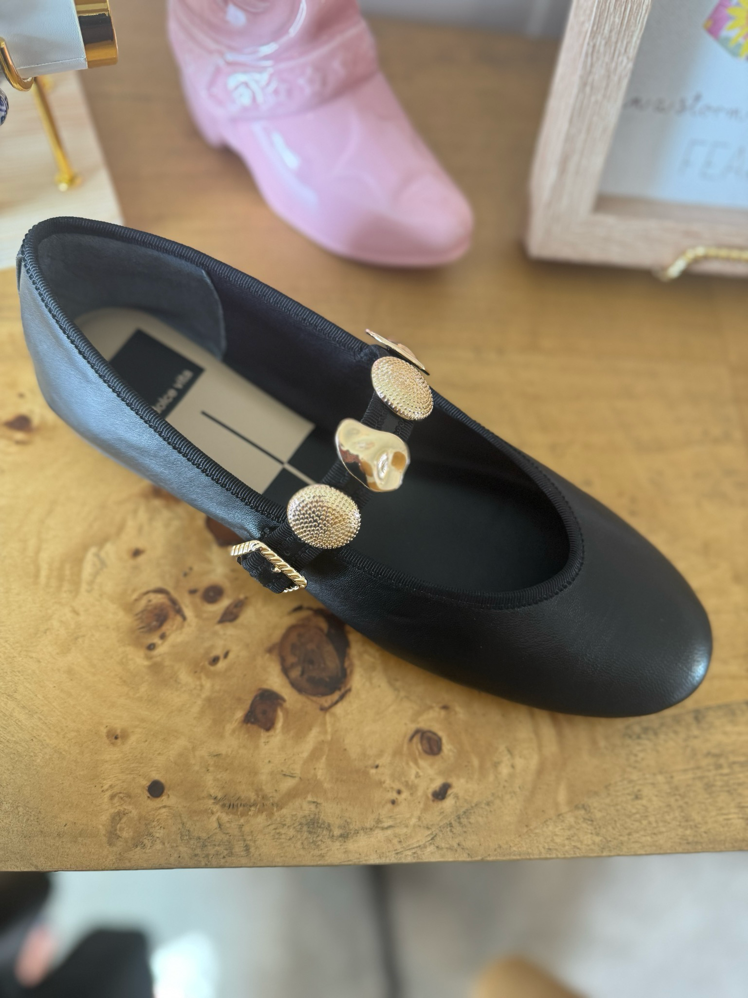 Dolce Vita Relan Black Ballet Leather Flats