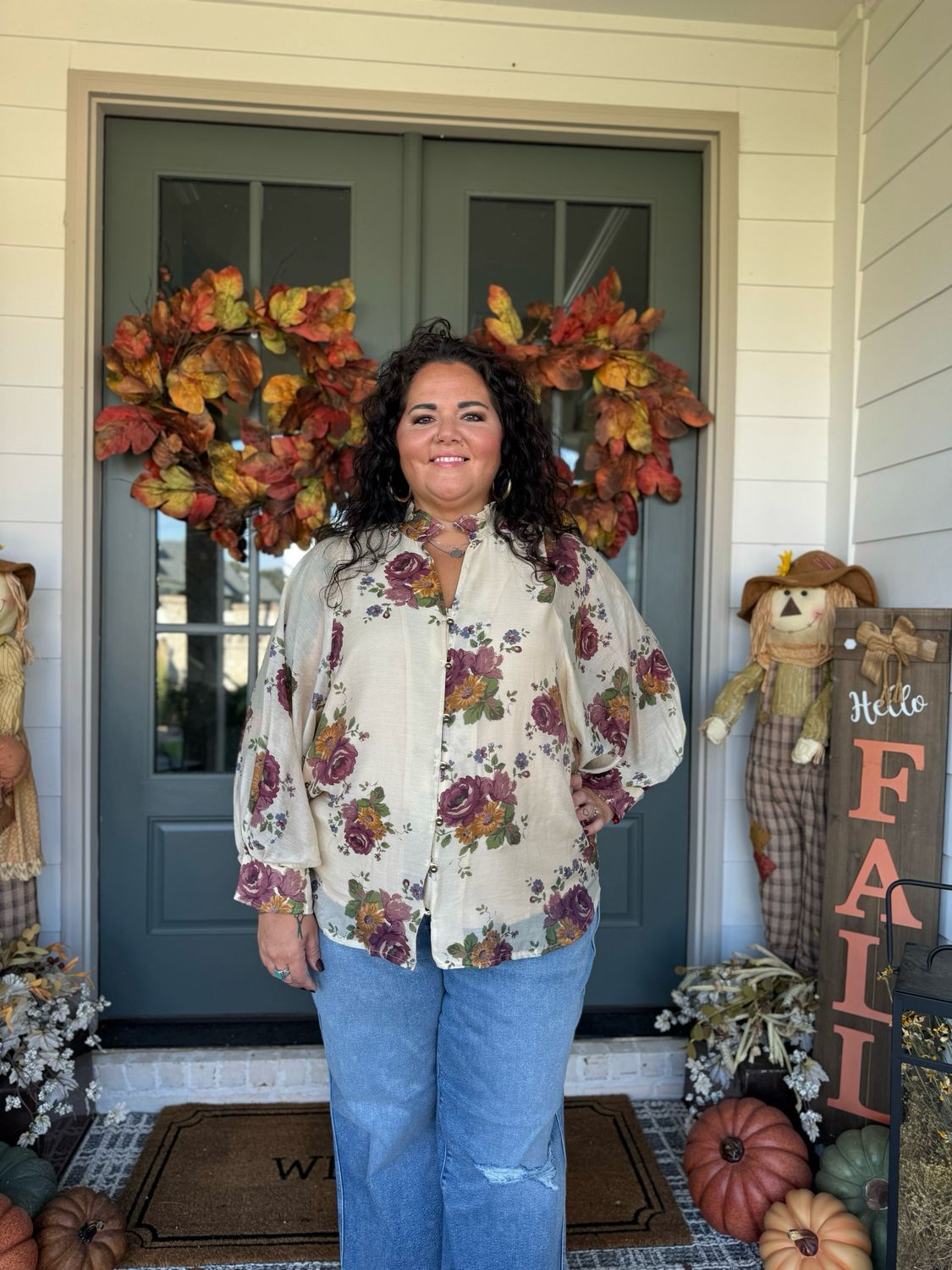 Entro Ecru Floral Top