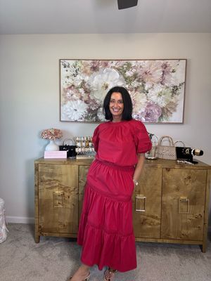 Strut & Bolt Cherry Red Tiered Midi Skirt Strut & Bolt Cherry Red Tiered Midi Skirt