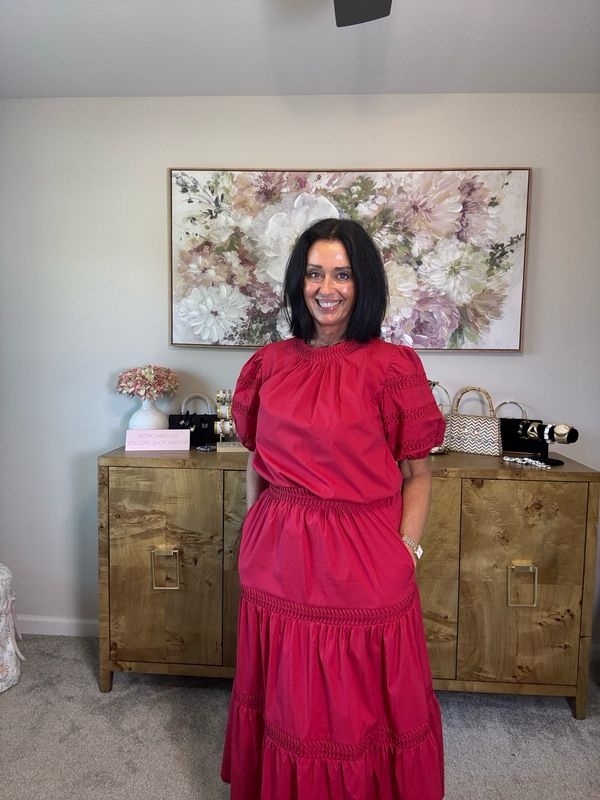 Strut And bolt cherry Red Puff Sleeve Top