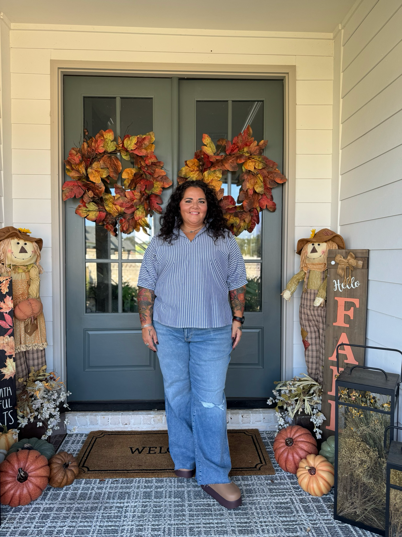 Adrienne Sloan Navy Stripe Top - Plus Size