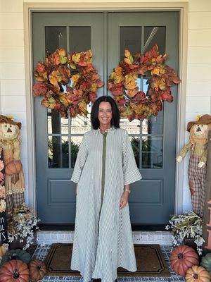 Plus Size Olive Striped Maxi Shirt Dress Plus Size Olive Striped Maxi Shirt Dress