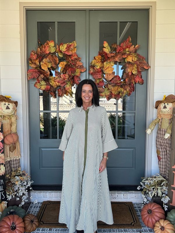 Plus Size Olive Striped Maxi Shirt Dress Plus Size Olive Striped Maxi Shirt Dress