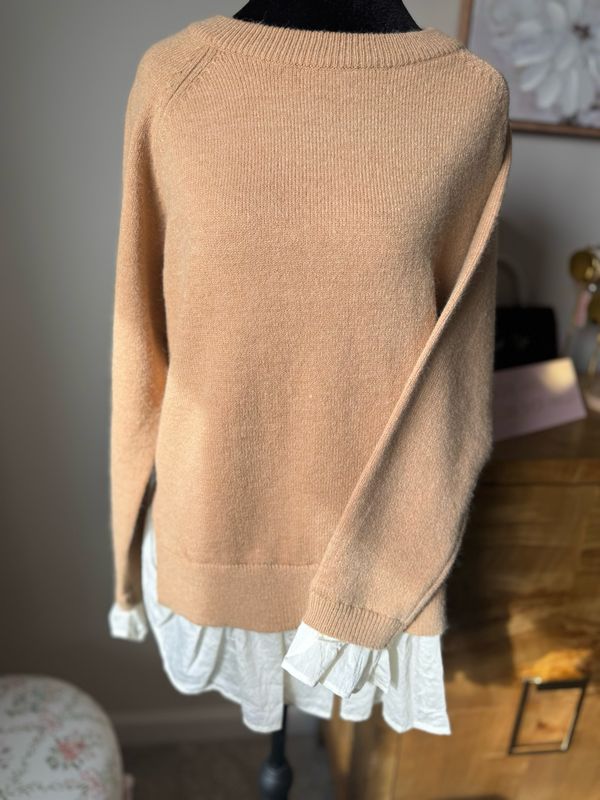 Strut & Bolt Tan Ruffled Knit Top Strut & Bolt Tan Ruffled Knit Top