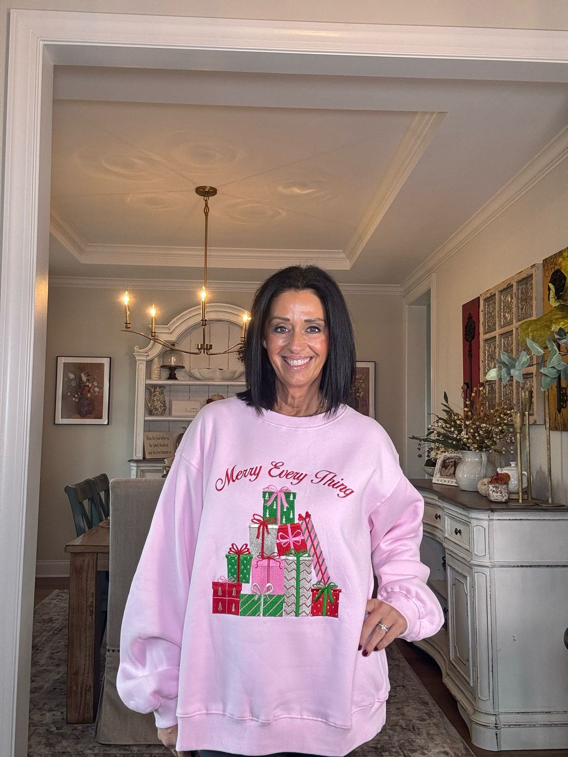 Pink Merry Everything Christmas Sweatshirt Pink Merry Everything Christmas Sweatshirt