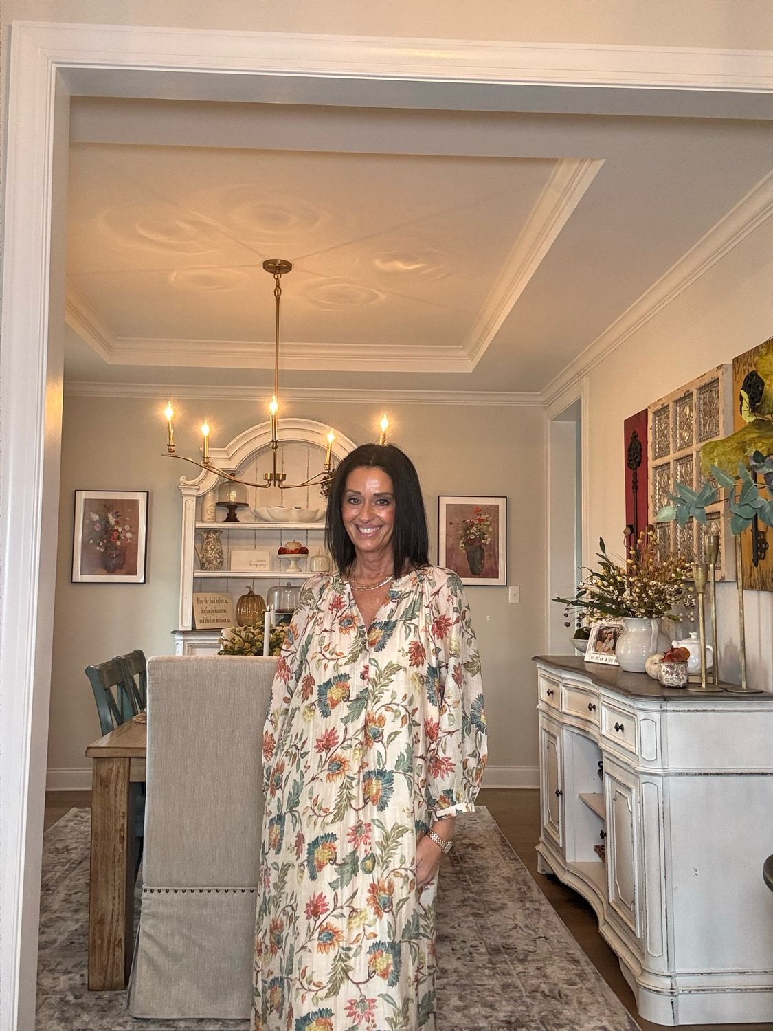 Entro Ecru Floral Maxi Dress