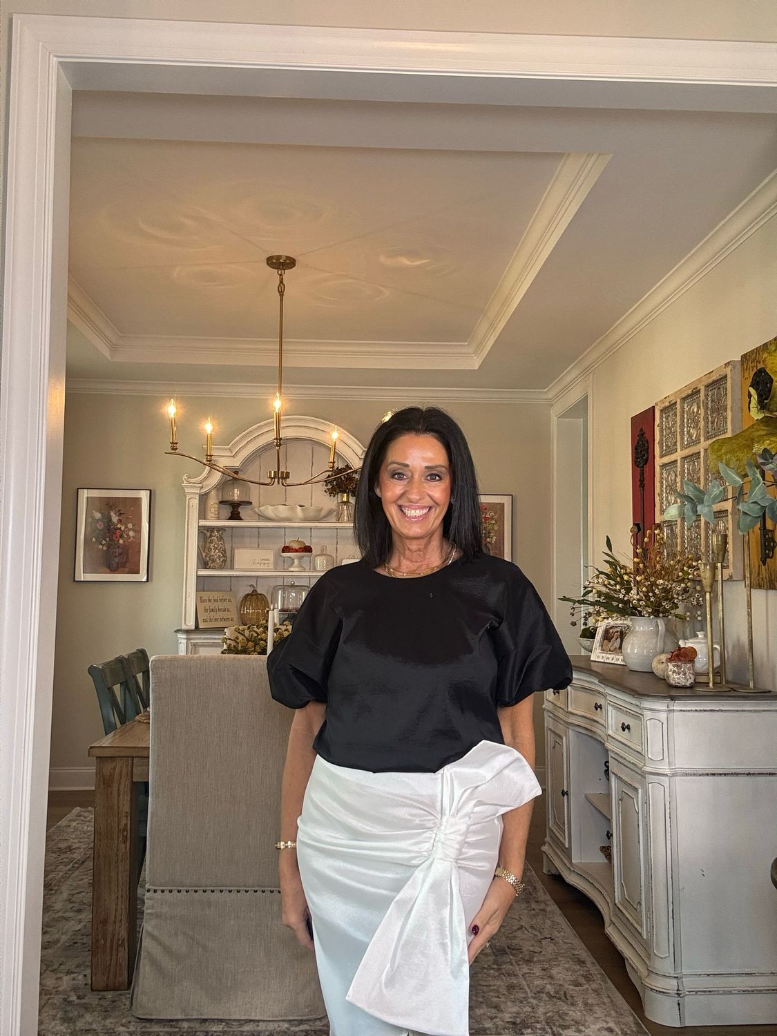 Adrienne Black Bubble Hem Top