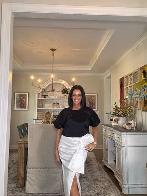 Adrienne White Midi Skirt With Large Front Bow Adrienne White Midi Skirt With Large Front Bow