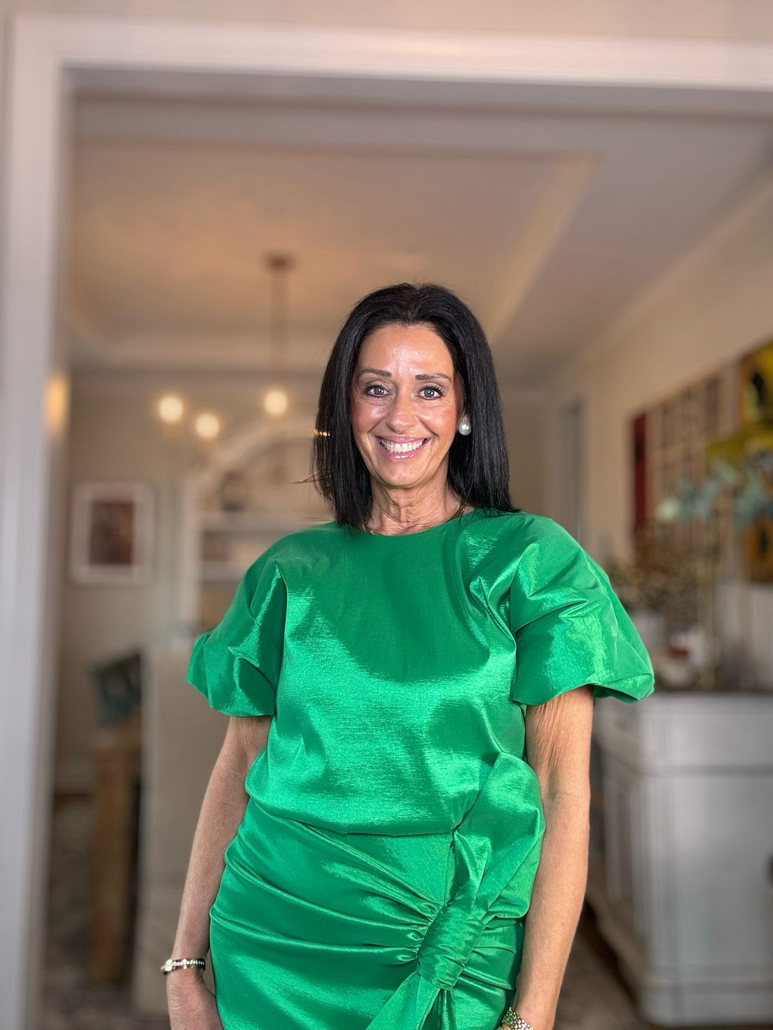 Adrienne Green Bubble Hem Top