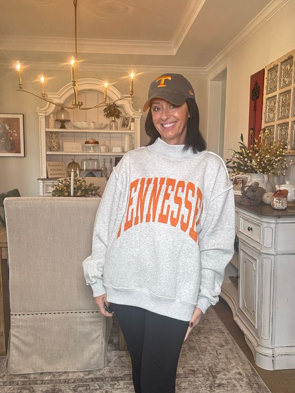 Heather Grey Tennessee Reversible Mock Neck Sweatshirt
