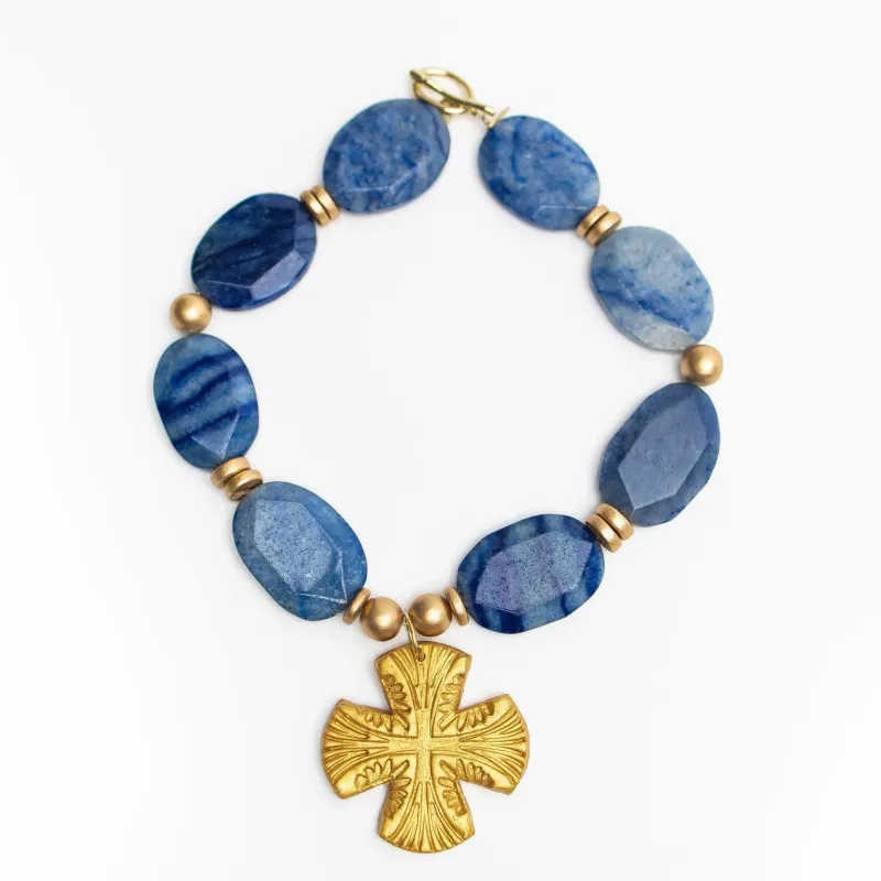 Hidden Truth Blue Adventure Nuggets with Martha Cross Necklace Hidden Truth Blue Adventure Nuggets with Martha Cross Necklace