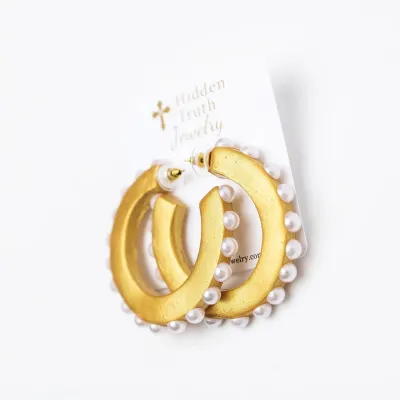 Hidden Truth Pearl Hoop Earrings