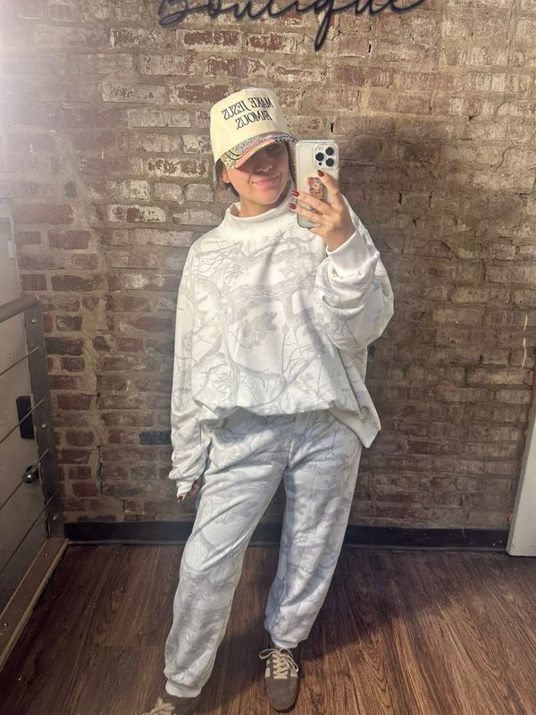 Snow Camouflage Print Jogger Pants