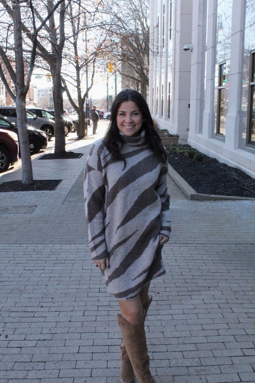 Zebra Print Mini Sweater Dress